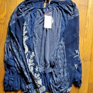 FreePeople Indigo Dreams Printed Embroidered Tunic